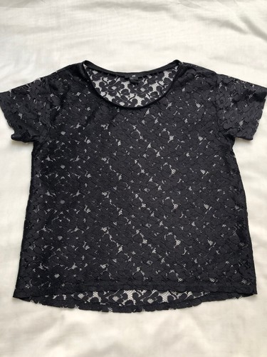 Shirt lochmuster spitze - h&m, s