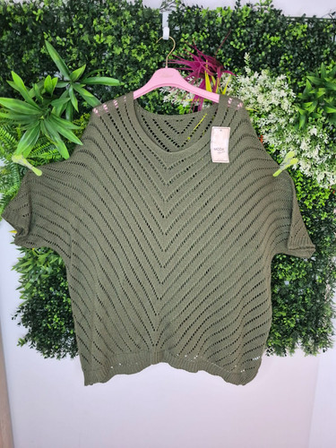 Damen strickshirt lochmuster - strickshirt,