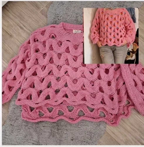 Pulli lochmuster langarm - pulli, rosa